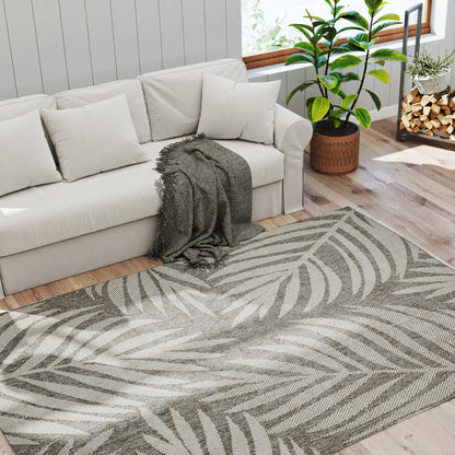 Easy-Cleaning Machine Washable Rug for Patio, Garden, Grey
