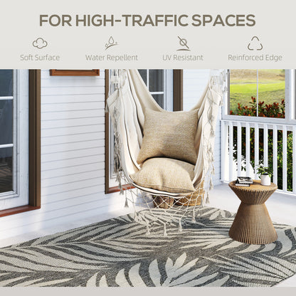 Easy-Cleaning Machine Washable Rug for Patio, Garden, Grey