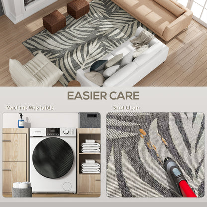 Easy-Cleaning Machine Washable Rug for Patio, Garden, Grey