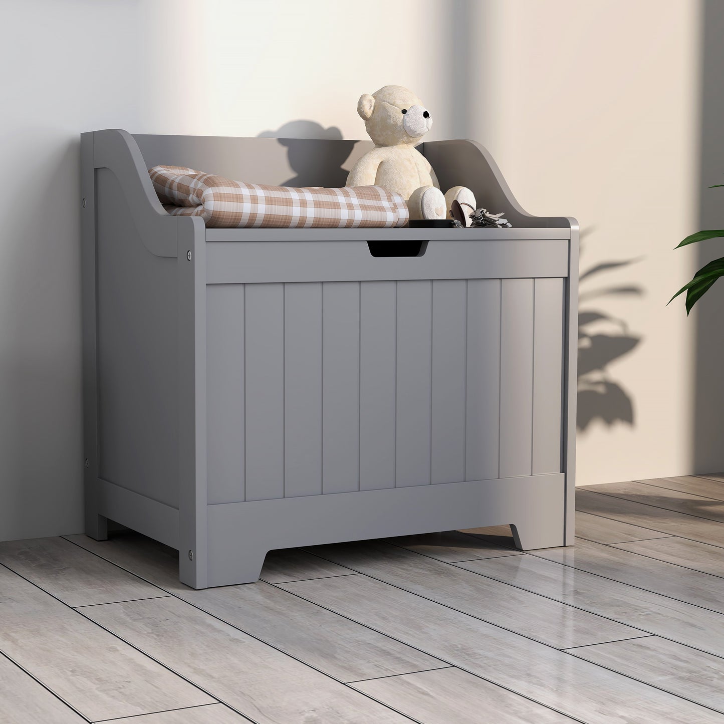Storage Trunk with Safety Hinge for Living Room, 56.4cm, Grey