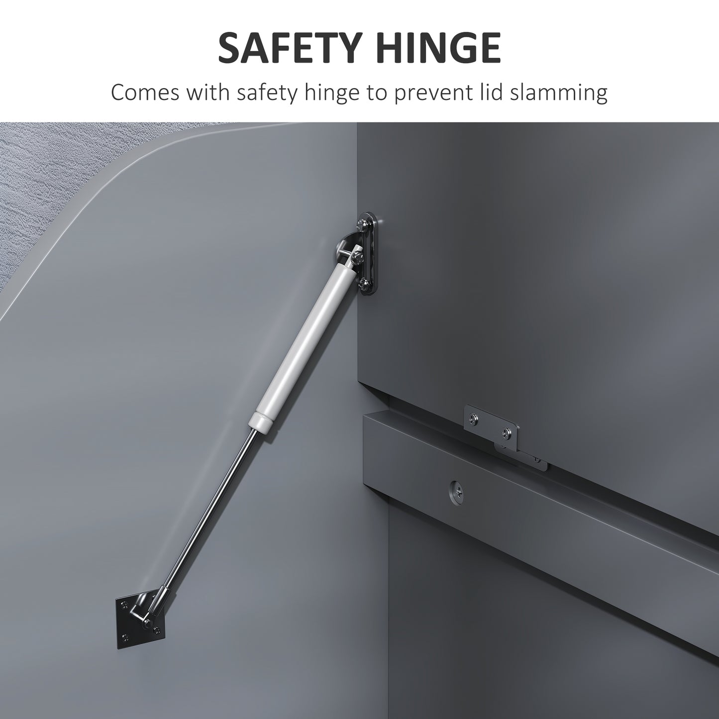 Storage Trunk with Safety Hinge for Living Room, 56.4cm, Grey