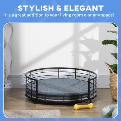 Raised Dog Bed Modern Pet Sofa, for Small Dogs W/ Cuhsion - Black