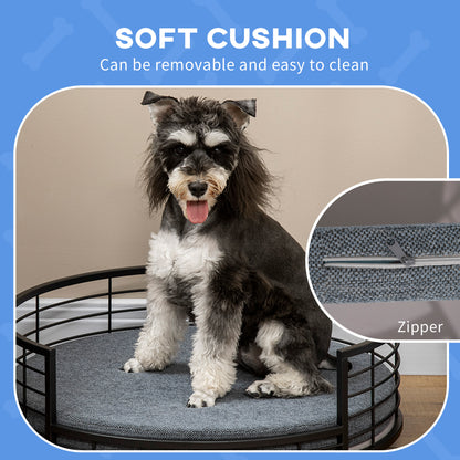 Raised Dog Bed Modern Pet Sofa, for Small Dogs W/ Cuhsion - Black