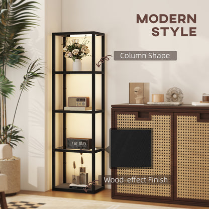 LED Floor Lamp with Glass Shelves, Dimmable Room Lamp, Black