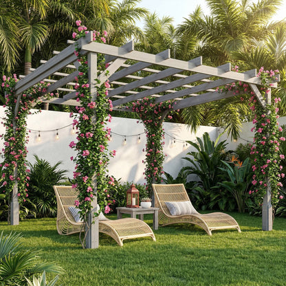 3 x 3 m Wooden Pergola Kit, Garden Gazebo Shelter, Grey