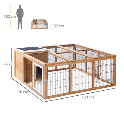 Rabbit Hutch, Guinea Pig House Outdoor Cage w/Openable Top, Yellow