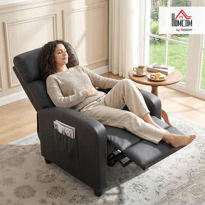 Recliner Sofa Chair PU Leather Massage Armcair w/ Remote Control, Black