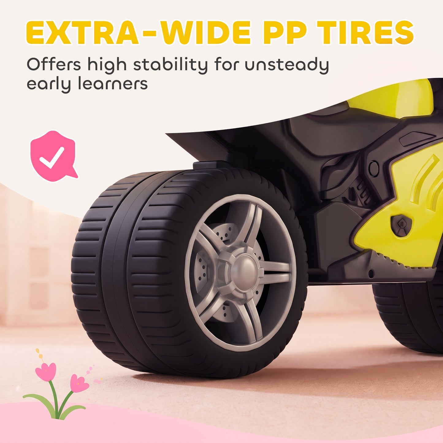 Balance Bike with Music Extra-Wide Wheels Green