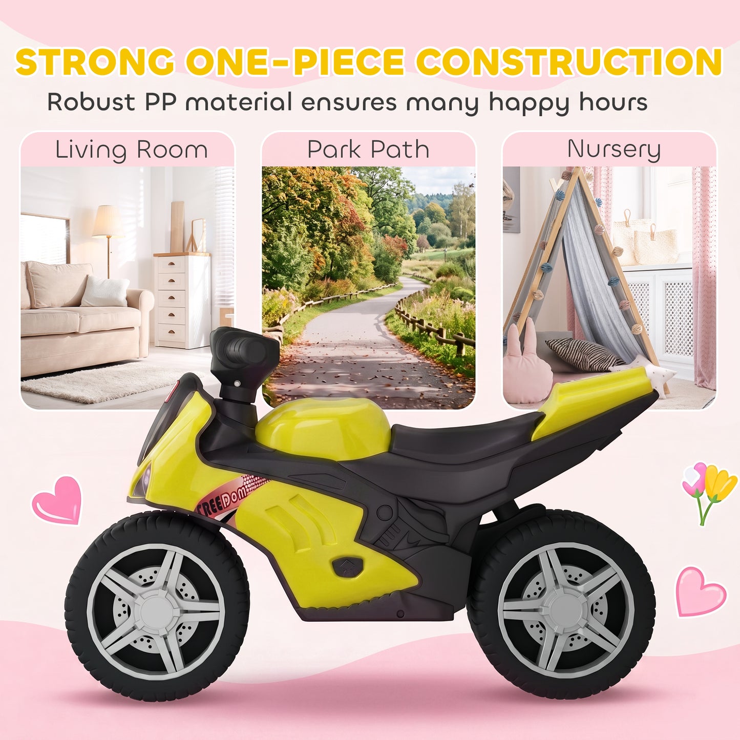 Balance Bike with Music Extra-Wide Wheels Green