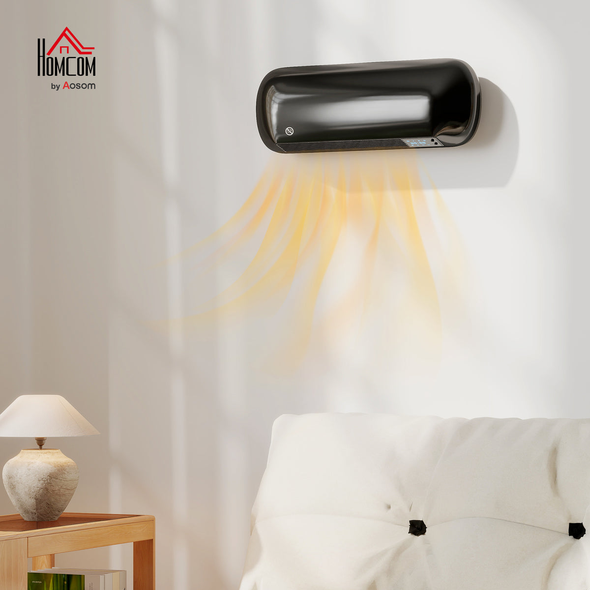 Ceramic Electric Heater 2000W with Fan, Wall Mounted, Black