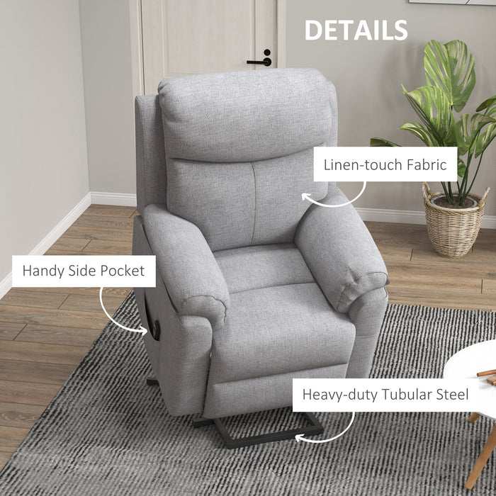 Power Lift Chair Electric Riser Recliner for Elderly, Linen Fabric Sofa Lounge Armchair with Remote Control and Side Pocket, Grey