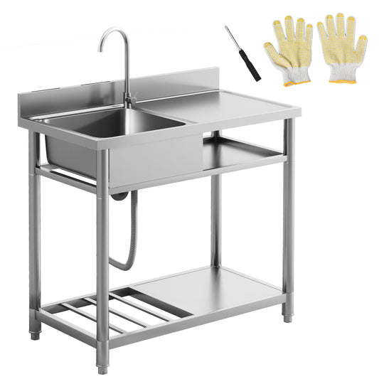 Outdoor Kitchen Sink Unit with Cold and Hot Water Pipe