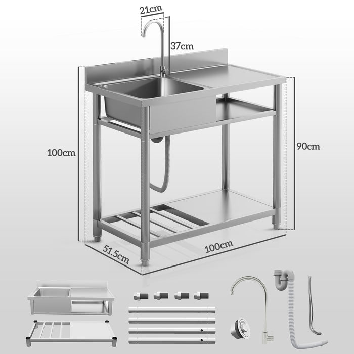 Outdoor Kitchen Sink Unit with Cold and Hot Water Pipe