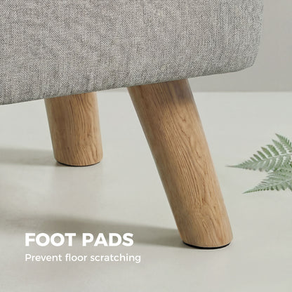 Modern Footstool, Fabric Foot Rest with Rubber Wood Legs, Brown