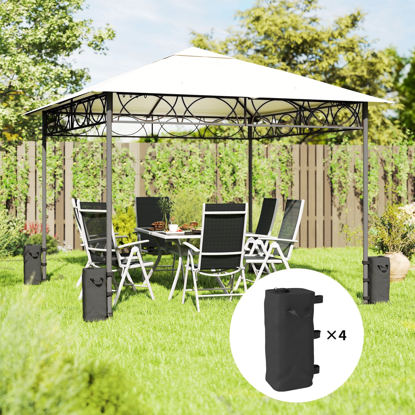 Set of 4 Heavy Duty Gazebo Weights Bags, 500D Sand Weights, Black