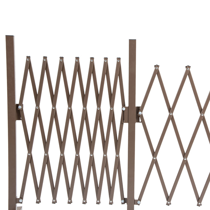 Expanding Trellis Fence Freestanding Movable Fence Foldable Garden Screen Panel Aluminium, 405cm x 103.5cm, Brown