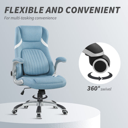 Fabric Office Desk Chair w/ Adjustable Height Tilt Function Blue