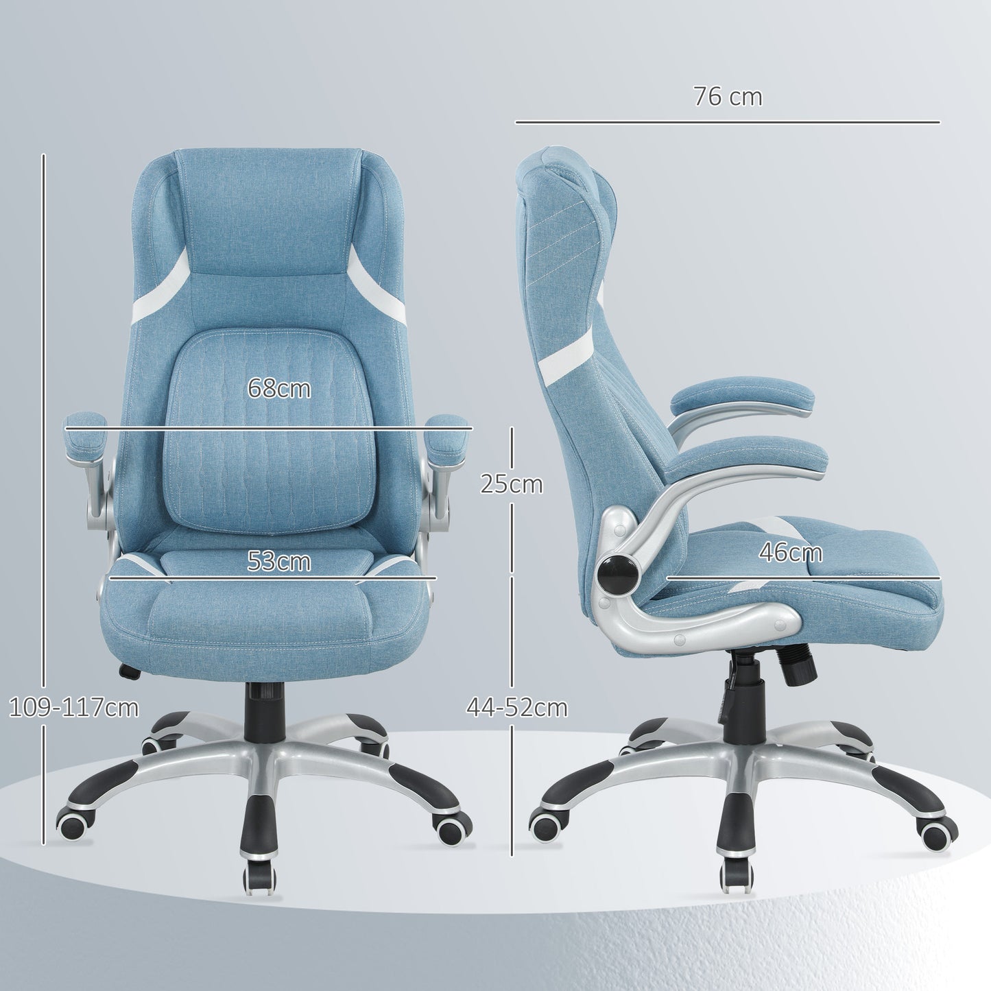 Fabric Office Desk Chair w/ Adjustable Height Tilt Function Blue