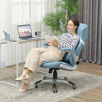 Fabric Office Desk Chair w/ Adjustable Height Tilt Function Blue