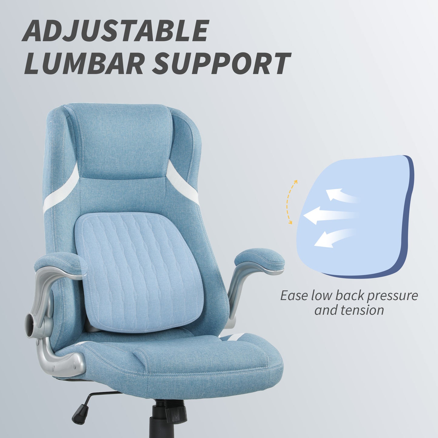 Fabric Office Desk Chair w/ Adjustable Height Tilt Function Blue