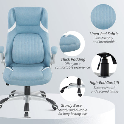 Fabric Office Desk Chair w/ Adjustable Height Tilt Function Blue