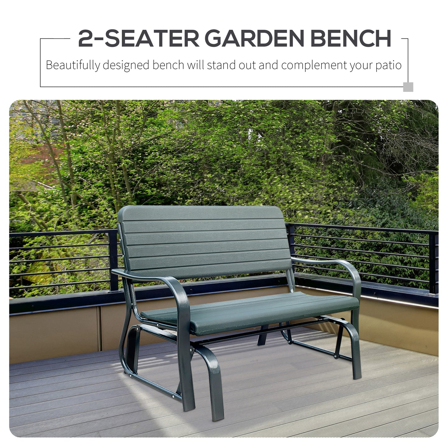 Metal Garden Rocker Bench Rocking Chair Loveseat Outdoor 2-Seater
