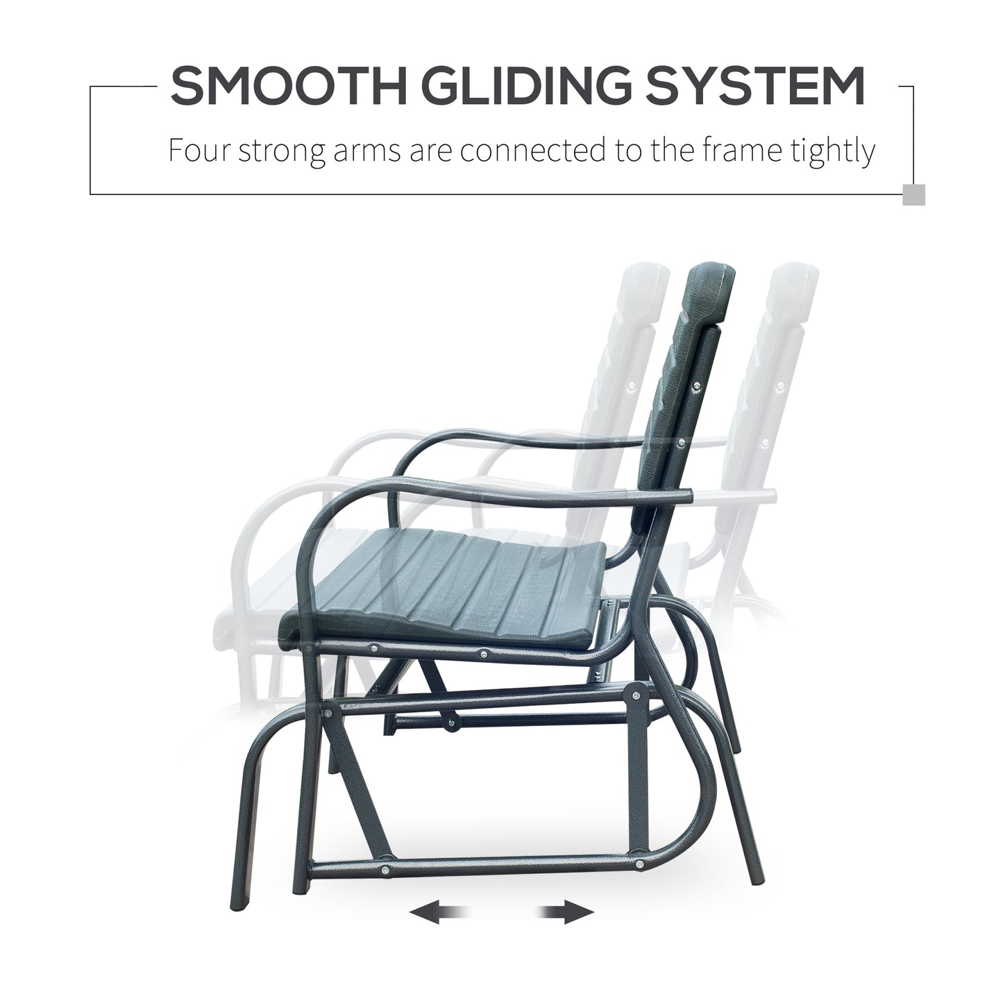 Metal Garden Rocker Bench Rocking Chair Loveseat Outdoor 2-Seater