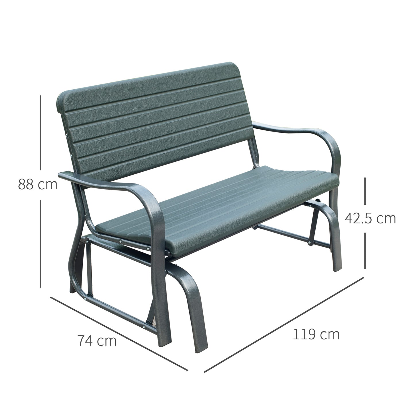 Metal Garden Rocker Bench Rocking Chair Loveseat Outdoor 2-Seater