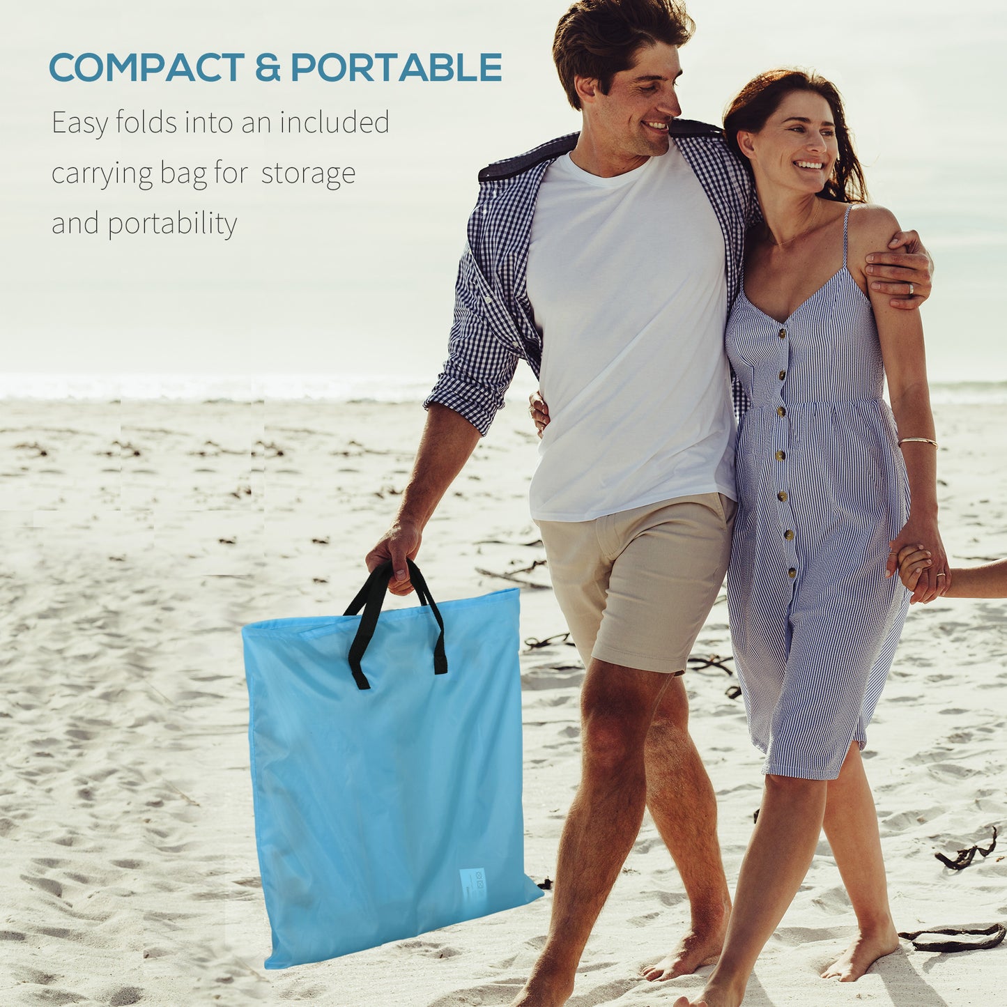 Set of 2 Foldable Garden Beach Chair Mat Lightweight Outdoor Sun Lounger Seats Adjustable Back Metal Frame PE Fabric Head Pillow, Sky Blue