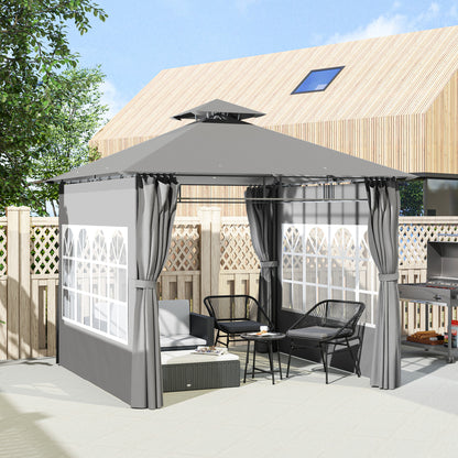 3 x 3 m Garden Gazebo, Outdoor Gazebo Canopy Shelter, Light Grey