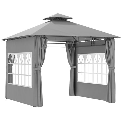 3 x 3 m Garden Gazebo, Outdoor Gazebo Canopy Shelter, Light Grey