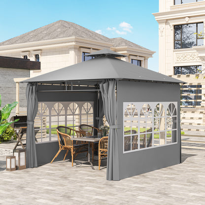 3 x 3 m Garden Gazebo, Outdoor Gazebo Canopy Shelter, Light Grey