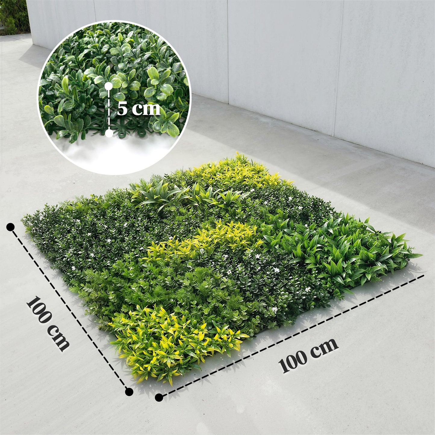 Artificial Grass Wall Panel, Greenery Wall, 100x100 cm, Green