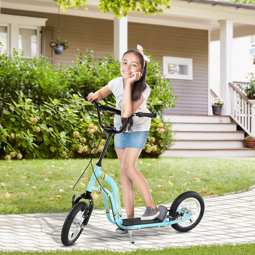 Kids Stunt Scooter with 12" Rubber Wheels, Adjustable Handlebar, Blue