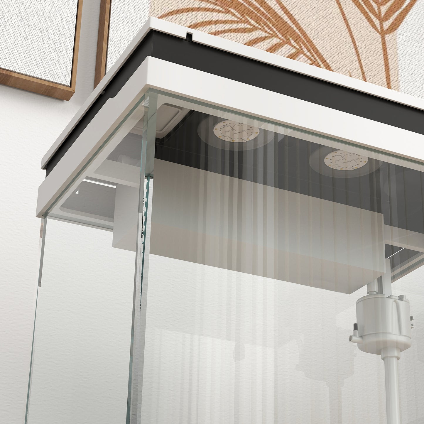 Fish Tank, 14L Glass Aquarium with Filter System, LED Lights, Water Pump, Small Fish Tank for Betta Fish, Goldfish, Shrimps, White