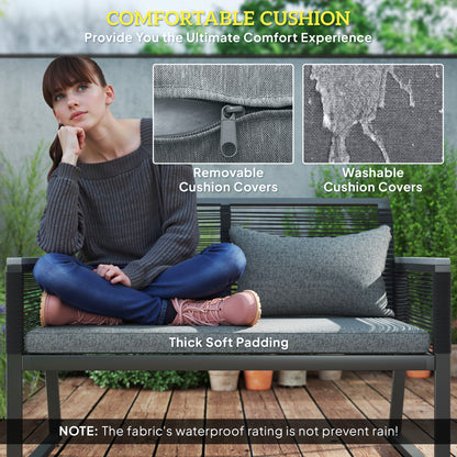 4 Pieces Rattan Garden Furniture Set for 4 Person, Charcoal Grey