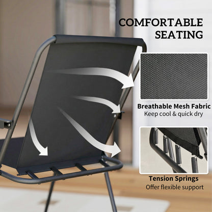 6 Pieces Garden Furniture Set with Parasol, Folding Chairs, Black