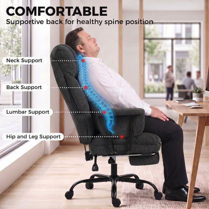 180kg Office Chair, Desk Chair with Lumbar Support, Black