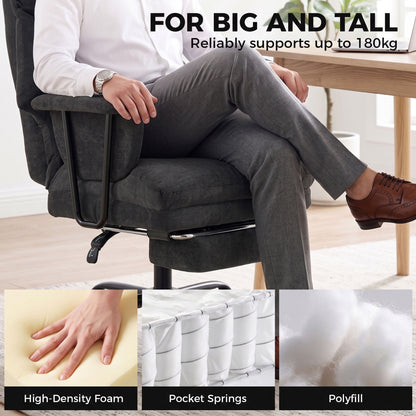 180kg Office Chair, Desk Chair with Lumbar Support, Black