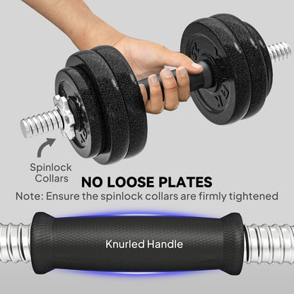 2-in-1 Adjustable Dumbbells Set, 30kg Weights Dumbbells Set
