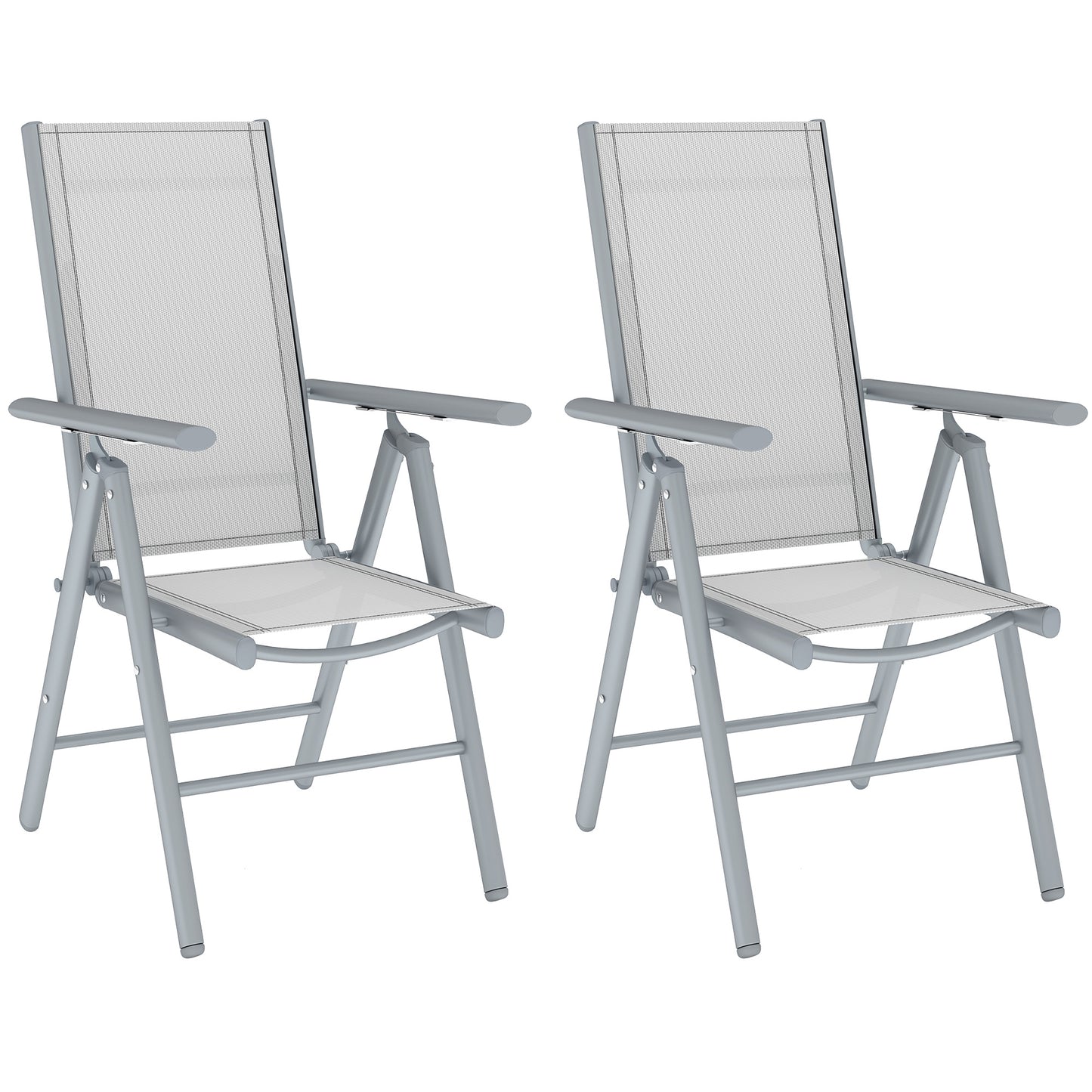 2PCS Folding Chair w/ Breathable Mesh Back and Seat, Light Grey