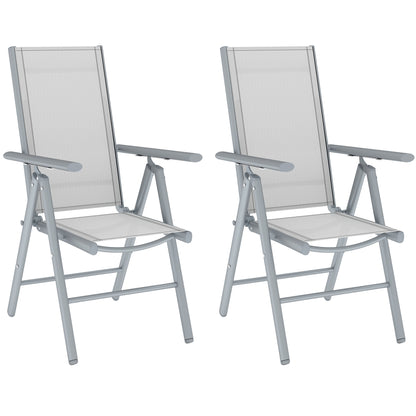 2PCS Folding Chair w/ Breathable Mesh Back and Seat, Light Grey