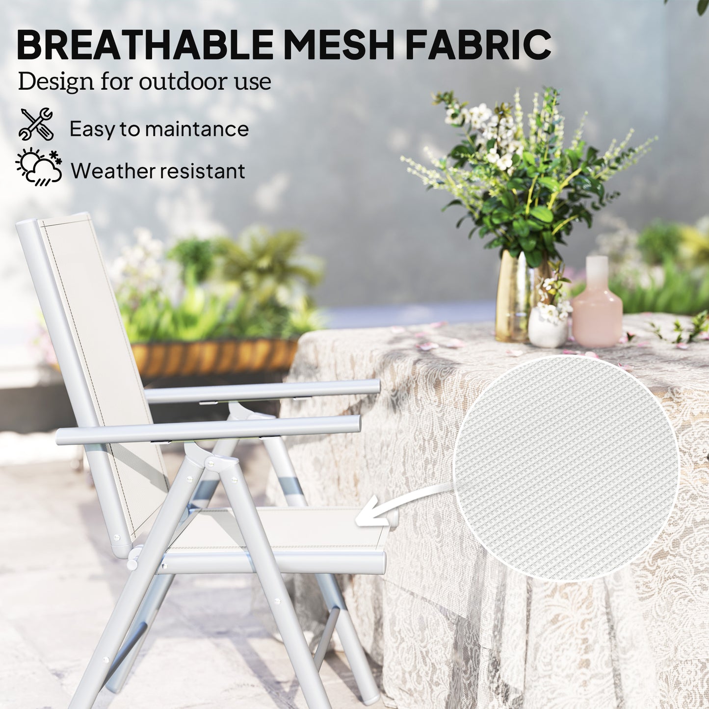 2PCS Folding Chair w/ Breathable Mesh Back and Seat, Light Grey