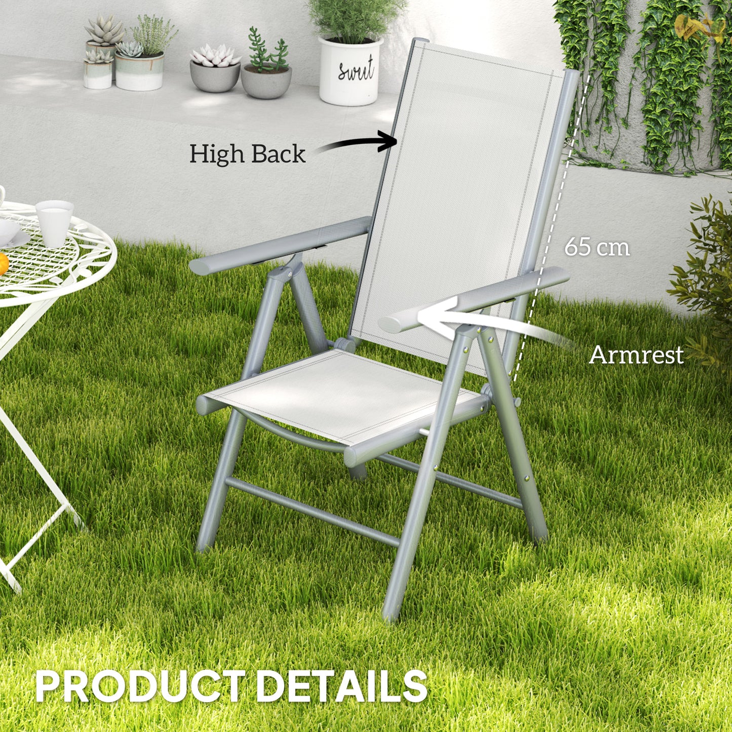 2PCS Folding Chair w/ Breathable Mesh Back and Seat, Light Grey