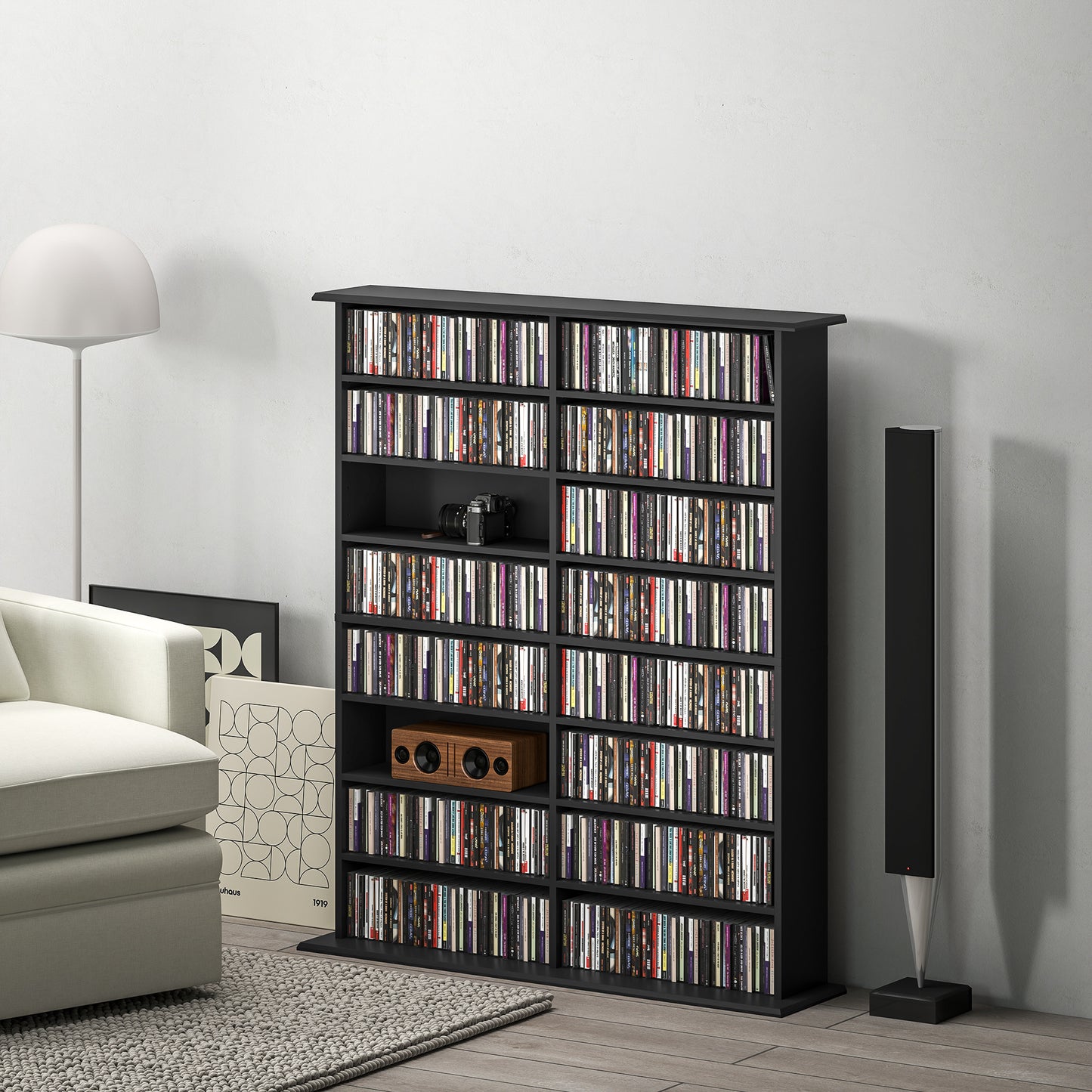 CD Storage Unit DVD Tower Blu-ray Storage Shelf for Office, Black