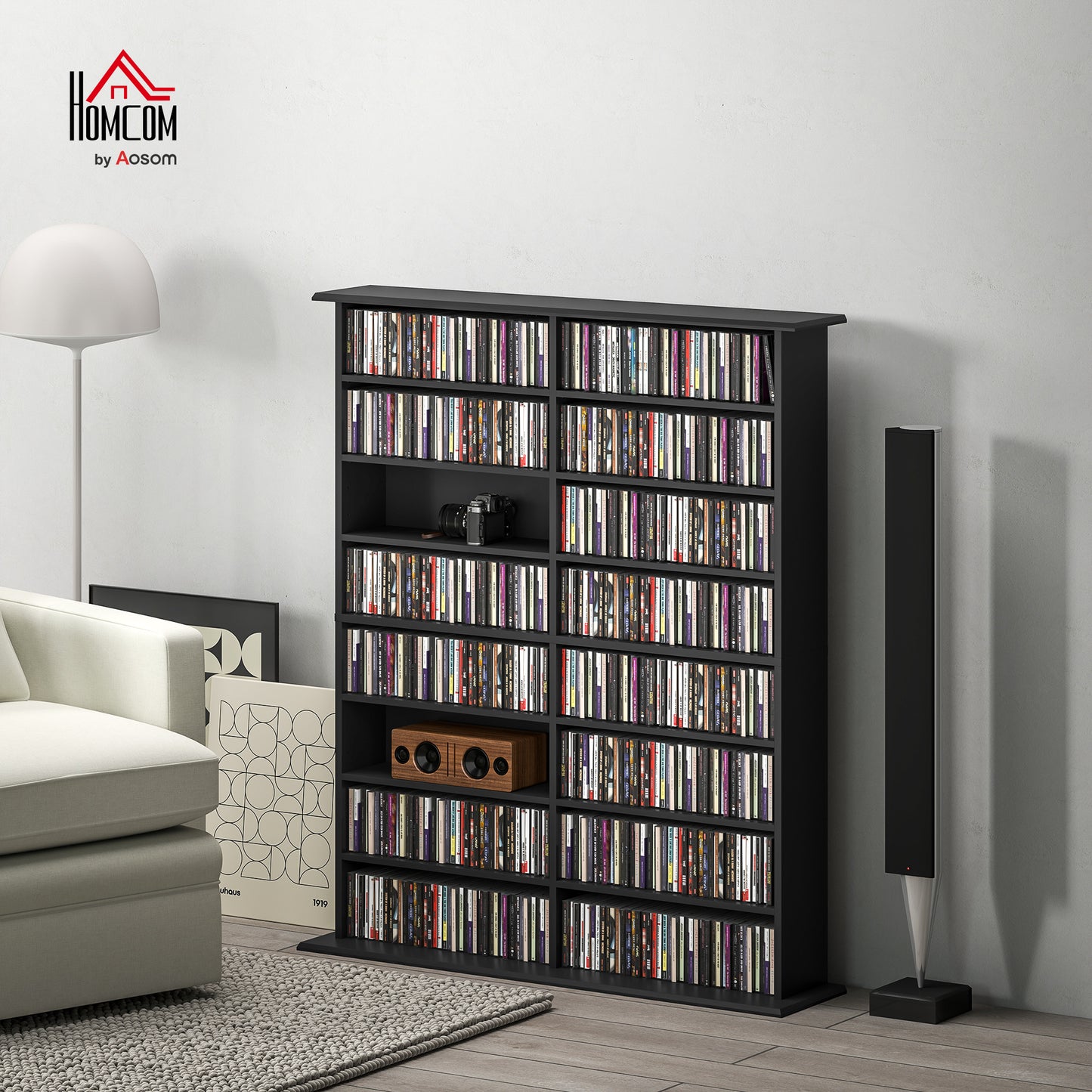 CD Storage Unit DVD Tower Blu-ray Storage Shelf for Office, Black