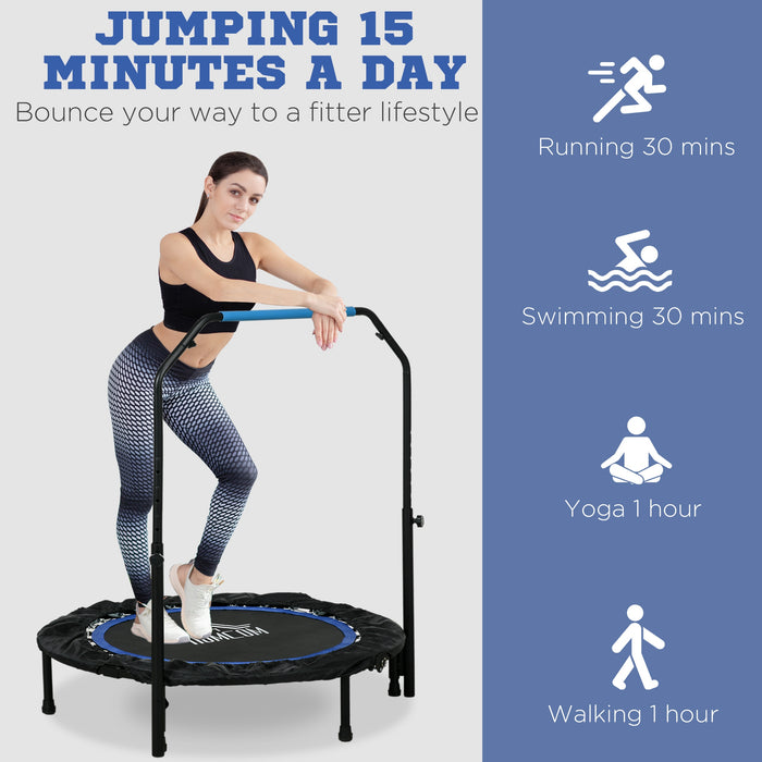 40" Foldable Mini Fitness Trampoline w/ Foam Handle, Blue