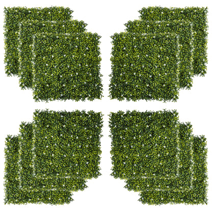 12PCS Artificial Boxwood Wall Panels 50cm x 50cm Grass Privacy Fence Screen Faux Hedge Greenery Backdrop Encrypted Milan Grass