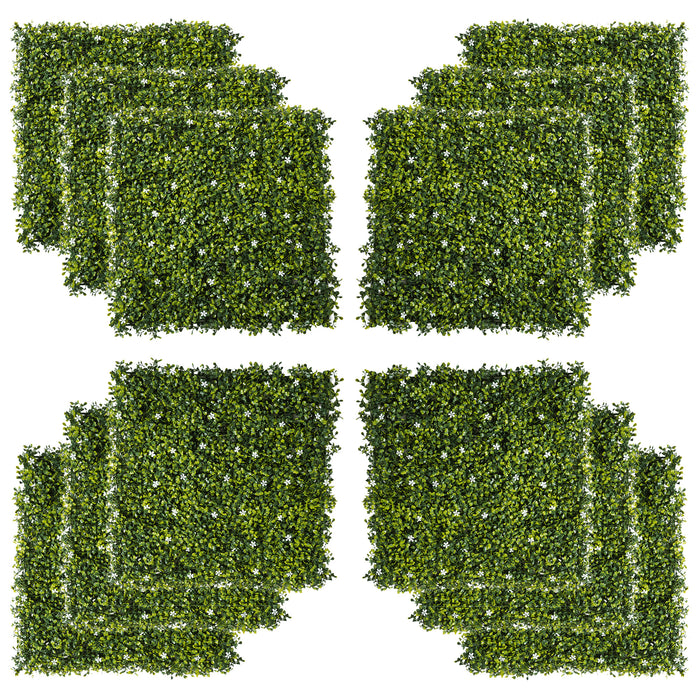 12PCS Artificial Boxwood Wall Panels 50cm x 50cm Grass Privacy Fence Screen Faux Hedge Greenery Backdrop Encrypted Milan Grass