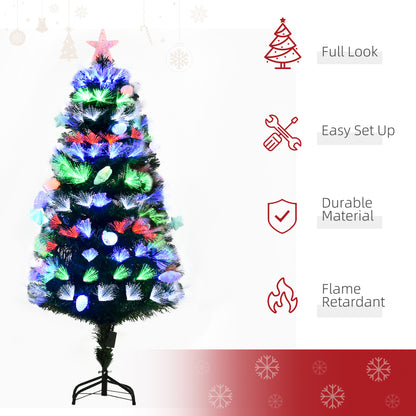 5ft Pre-Lit Fibre Optic Christmas Tree with 170 Multicolour LEDs & Baubles